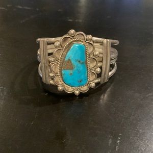 Silver and turquoise cuff bracelet